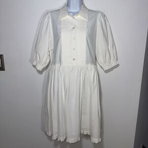 &Daughter Ecru Seersucker Cotton Dress Cottage Prairie Romantic Women 10 Italy